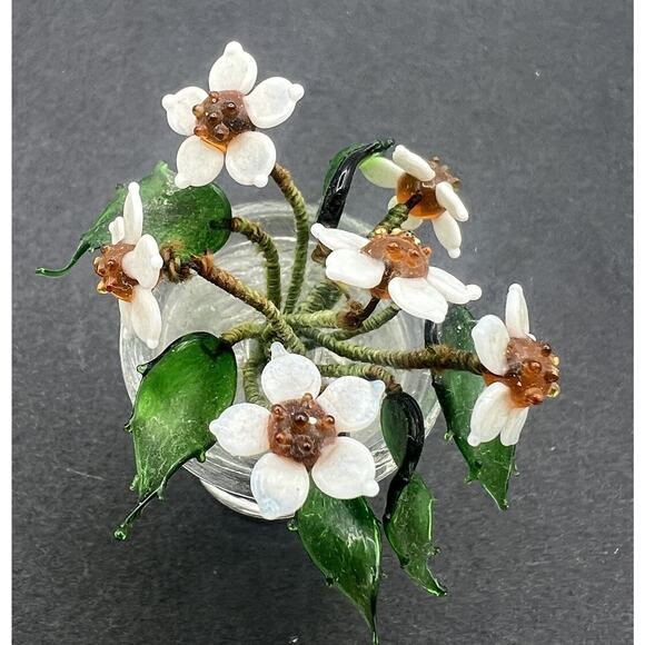 Vintage Miniature Potted Plant White Flower Pot Figurine Place Card Holder 2" - Picture 4 of 5